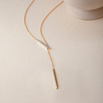 Adjustable Bar Diamond Lariat Necklace, 14K Gold Vermeil, 1/10 ct Lab Grown Diamond-1