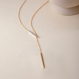 Adjustable Bar Diamond Lariat Necklace, 14K Gold Vermeil, 1/10 ct Lab Grown Diamond-1