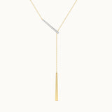 Adjustable Bar Diamond Lariat Necklace, 14K Gold Vermeil, 1/10 ct Lab Grown Diamond-3