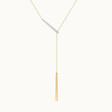 Adjustable Bar Diamond Lariat Necklace, 14K Gold Vermeil, 1/10 ct Lab Grown Diamond-3
