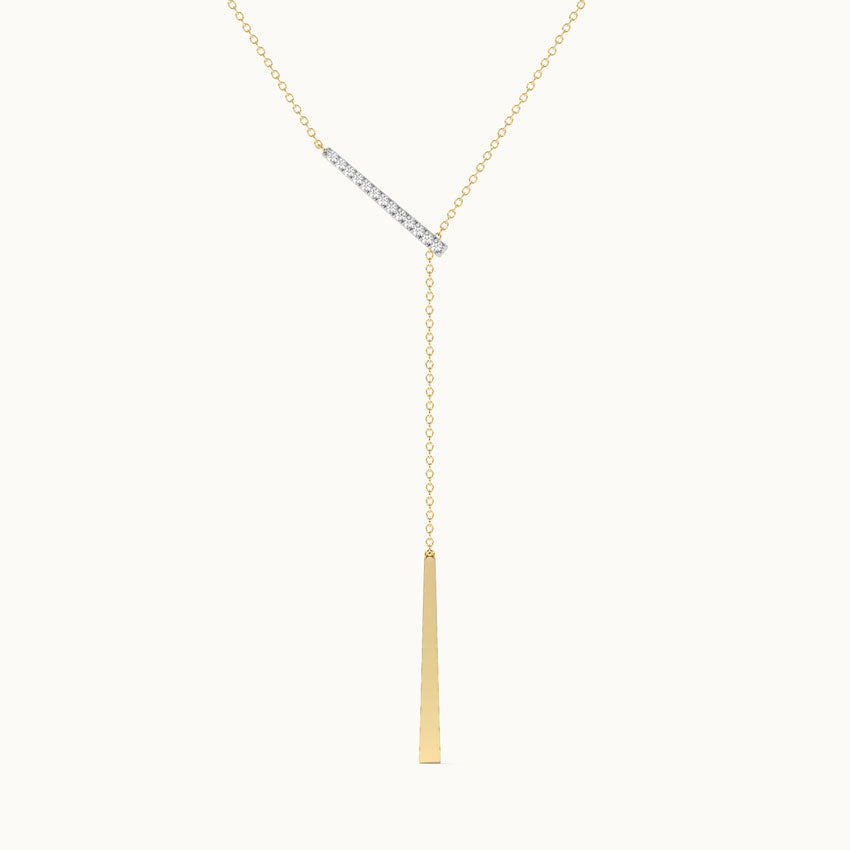 Adjustable Bar Diamond Lariat Necklace, 14K Gold Vermeil, 1/10 ct Lab Grown Diamond-3