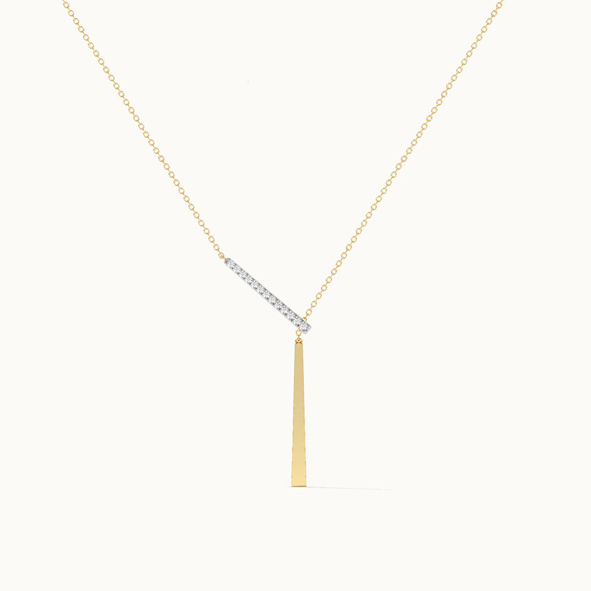 Adjustable Bar Diamond Lariat Necklace|14K Gold Vermeil Lab