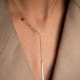 Adjustable Bar Diamond Lariat Necklace