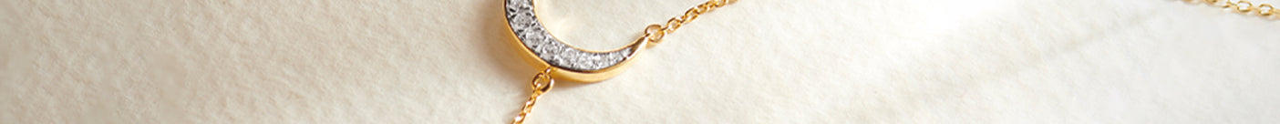 Crescent Moon Diamond Lariat Necklace, 14K Gold Vermeil, 1/4 ct Lab Grown Diamond-1
