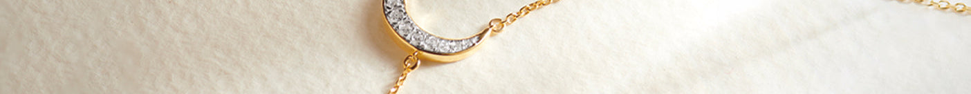 Crescent Moon Diamond Lariat Necklace, 14K Gold Vermeil, 1/4 ct Lab Grown Diamond-1
