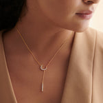 Crescent Moon Diamond Lariat Necklace, 14K Gold Vermeil, 1/4 ct Lab Grown Diamond-4