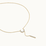 Crescent Moon Diamond Lariat Necklace, 14K Gold Vermeil, 1/4 ct Lab Grown Diamond-3