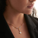 Mop Lariat Necklace, 14K Gold Vermeil, 3/8 ct Lab Grown Diamond-4