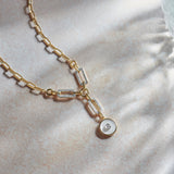 Mop Lariat Necklace, 14K Gold Vermeil, 3/8 ct Lab Grown Diamond-1