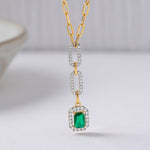 Emerald Lariat Necklace, 14K Solid Gold, 1/2 ct Lab Grown Diamond-5