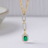 Emerald Lariat Necklace, 14K Solid Gold, 1/2 ct Lab Grown Diamond-5