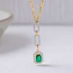 Emerald Lariat Necklace, 14K Gold Vermeil, 1/2 ct Lab Grown Diamond-5