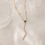 Created Emerald Diamond Lariat Necklace, 14K Gold Vermeil, 1/2 ct Lab Grown Diamond-1