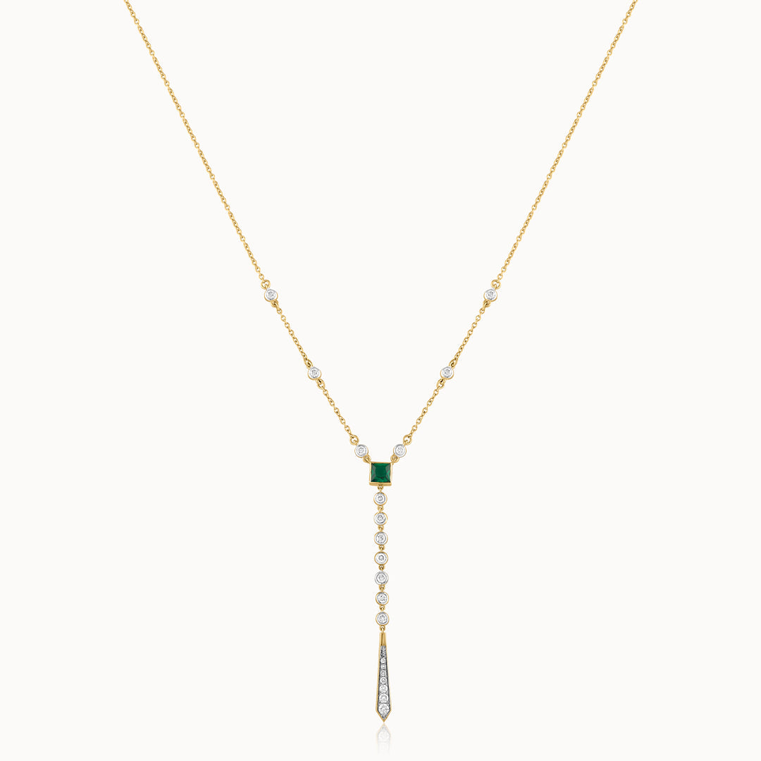 Created Emerald Diamond Lariat Necklace, 14K Gold Vermeil, 1/2 ct Lab Grown Diamond-3