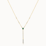 Created Emerald Diamond Lariat Necklace, 14K Gold Vermeil, 1/2 ct Lab Grown Diamond-3