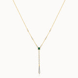 Created Emerald Diamond Lariat Necklace, 14K Gold Vermeil, 1/2 ct Lab Grown Diamond-3