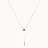 Created Emerald Diamond Lariat Necklace, 14K Gold Vermeil, 1/2 ct Lab Grown Diamond-3