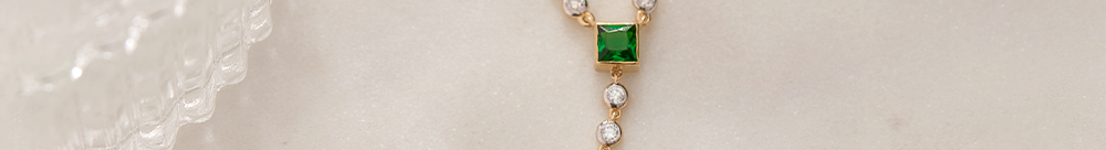 Created Emerald Diamond Lariat Necklace, 14K Gold Vermeil, 1/2 ct Lab Grown Diamond-1