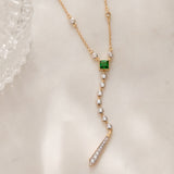 Created Emerald Diamond Lariat Necklace, 14K Gold Vermeil, 1/2 ct Lab Grown Diamond-6