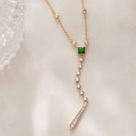 Created Emerald Diamond Lariat Necklace, 14K Gold Vermeil, 1/2 ct Lab Grown Diamond-6