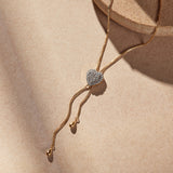 Adjustable Heart Diamond Lariat Necklace