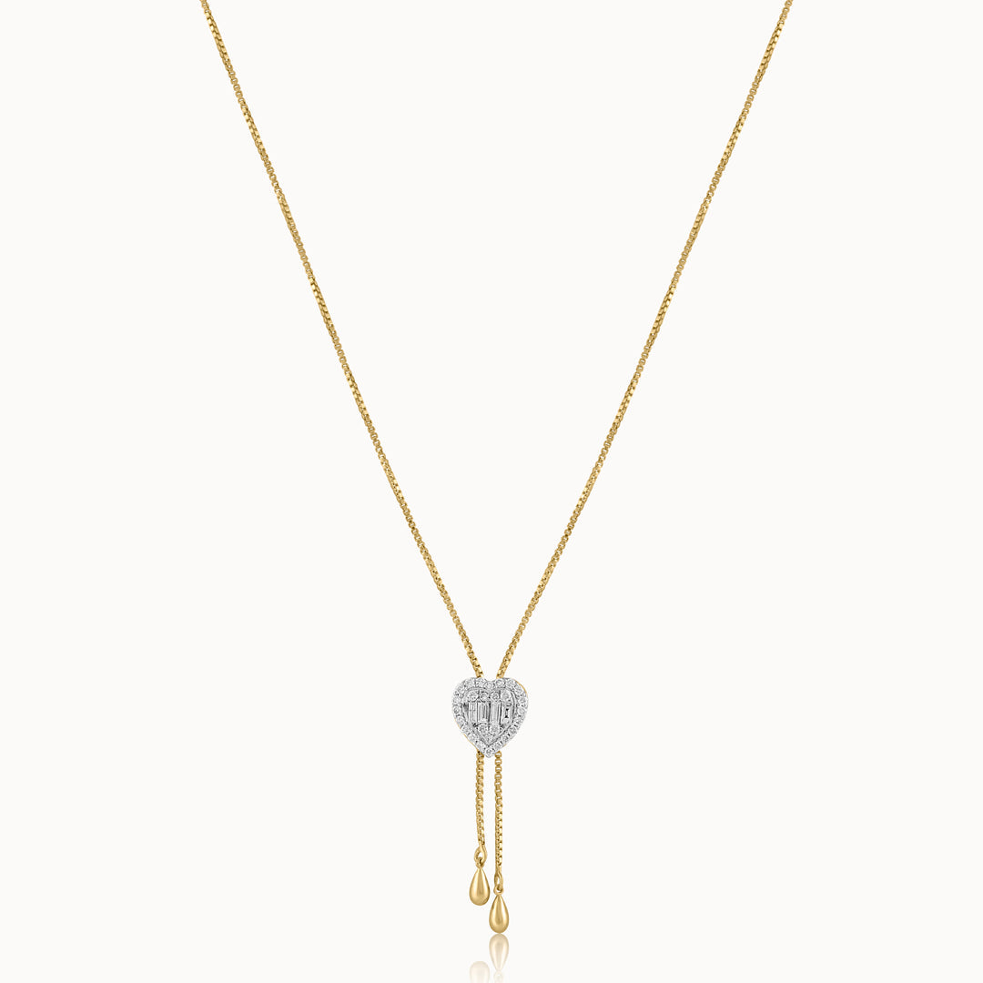 Adjustable Heart Diamond Lariat Necklace, 14K Gold Vermeil, 1/3 ct Lab Grown Diamond-3