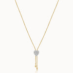 Adjustable Heart Diamond Lariat Necklace, 14K Gold Vermeil, 1/3 ct Lab Grown Diamond-3