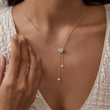 Square Cluster Adjustable Lariat Necklace
