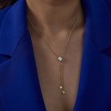 Square Cluster Adjustable Lariat Necklace