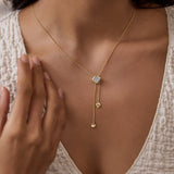 Square Cluster Adjustable Lariat Necklace