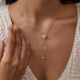 Square Cluster Adjustable Lariat Necklace