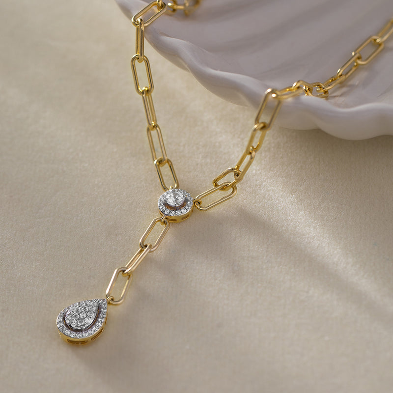Dew Drop Diamond Lariat Necklace