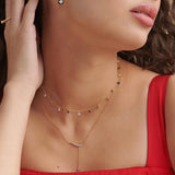 Charm Station Necklace, 14K Solid Gold, 3/8 ct Lab Grown Diamond-2