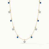 Charm Station Necklace, 14K Solid Gold, 3/8 ct Lab Grown Diamond-3
