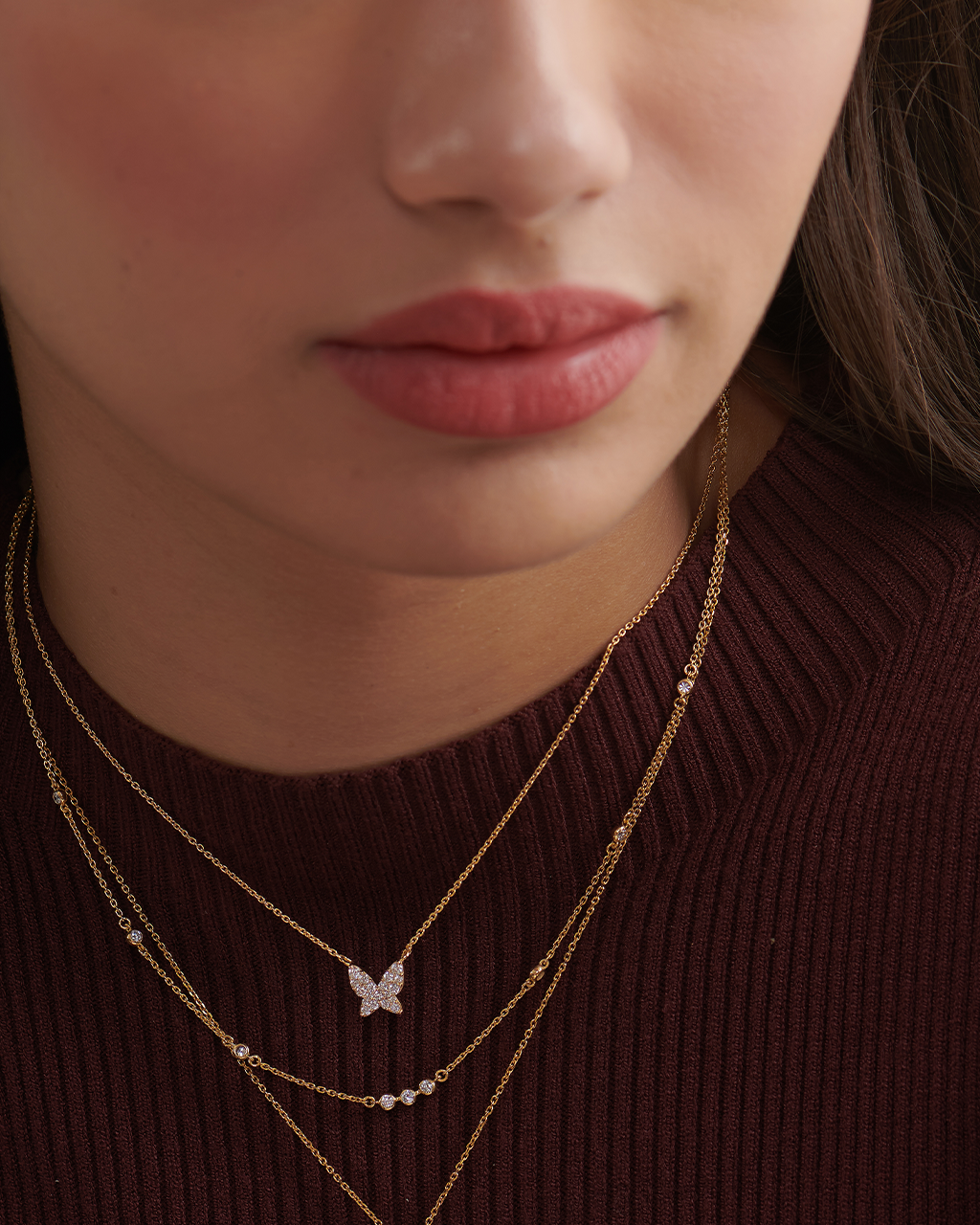 Butterfly Pave Diamond Necklace, 14K Solid Gold, 1/4 ct Lab Grown Diamond-4