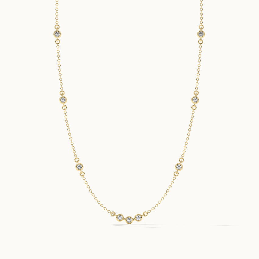 Trio Diamond Station Necklace, 14K Gold Vermeil, 1/3 ct Lab Grown Diamond-3