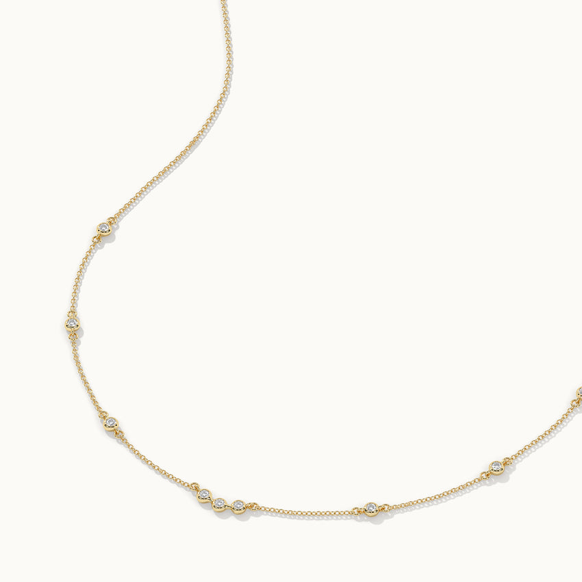 Trio Diamond Station Necklace, 14K Gold Vermeil, 1/3 ct Lab Grown Diamond-7