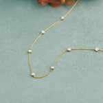Bezel Diamond Station Necklace, 14K Gold Vermeil, 5/8 ct Lab Grown Diamond-1