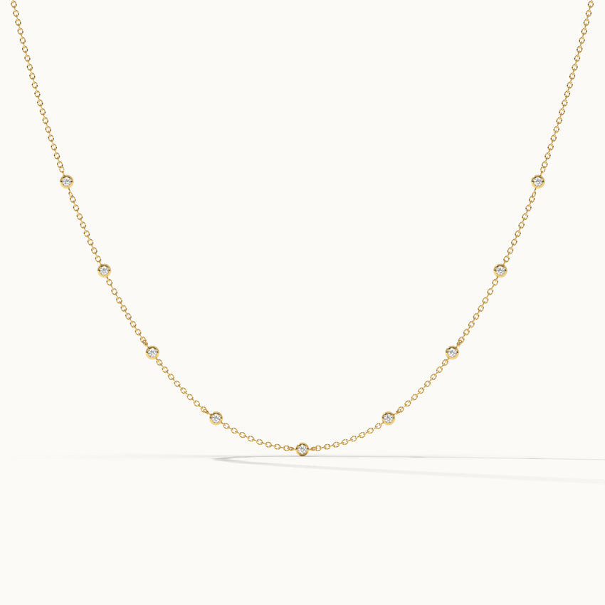 Bezel Diamond Station Necklace, 14K Gold Vermeil, 5/8 ct Lab Grown Diamond-3