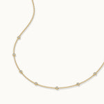 Bezel Diamond Station Necklace, 14K Gold Vermeil, 5/8 ct Lab Grown Diamond-5