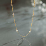 Pearl Station Necklace, 14K Gold Vermeil-5