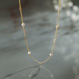 Pearl Station Necklace, 14K Gold Vermeil-5