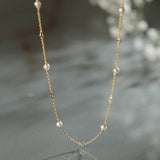Pearl Station Necklace, 14K Gold Vermeil-1