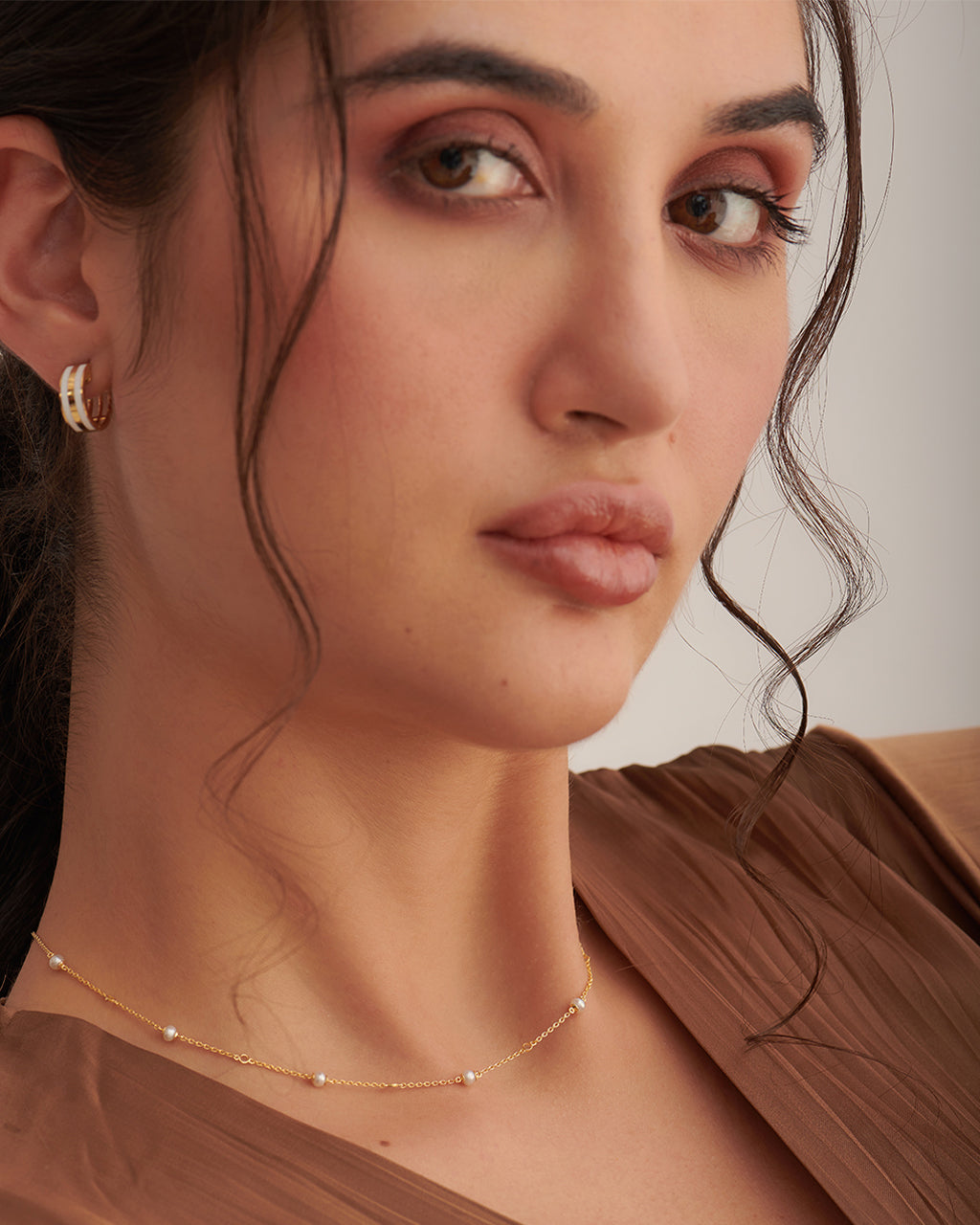 Pearl Station Necklace, 14K Gold Vermeil-2