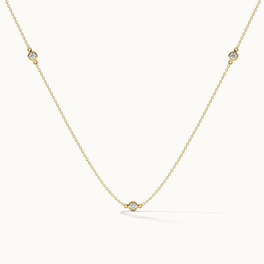 Bezel-Set Diamond Station Necklace