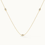 Bezel-Set Diamond Station Necklace, 14K Solid Gold, 1/3 ct Lab Grown Diamond-2