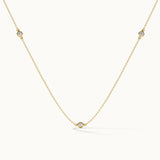 Bezel-Set Diamond Station Necklace, 14K Solid Gold, 1/3 ct Lab Grown Diamond-2