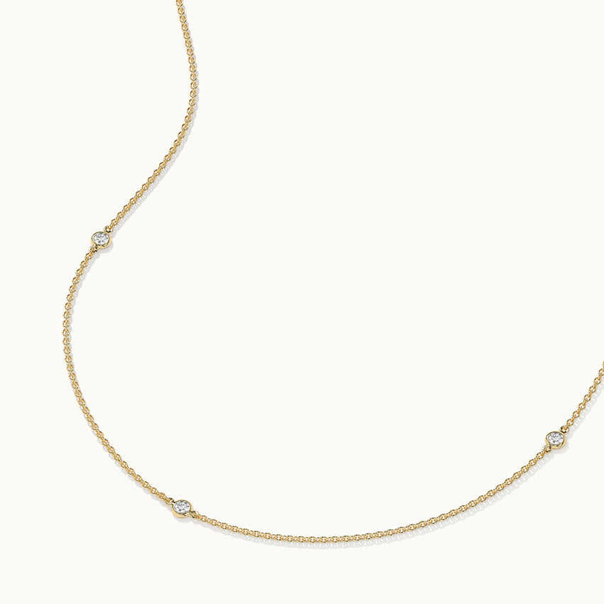 Bezel-Set Diamond Station Necklace