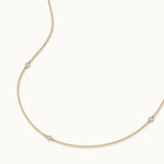 Bezel-Set Diamond Station Necklace, 14K Solid Gold, 1/3 ct Lab Grown Diamond-6