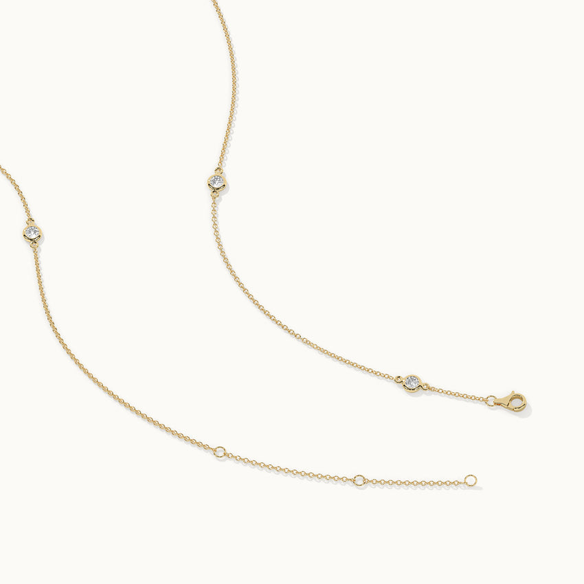 Bezel-Set Diamond Station Necklace, 14K Solid Gold, 1/3 ct Lab Grown Diamond-7